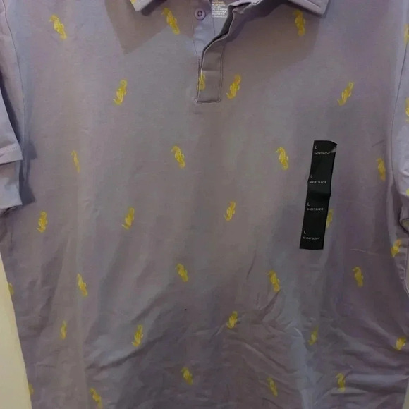 All In Motion Shirt Men's Short Sleeve Button Up Polo Sea Shell - Picture 2 of 5